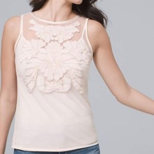 NWOT * WHBM Beaded Tank Top, Light Pink Whisper Small S